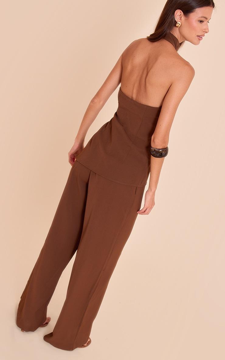 Pretty Little Thing Chocolate Woven Tailored Straight Leg Pant
