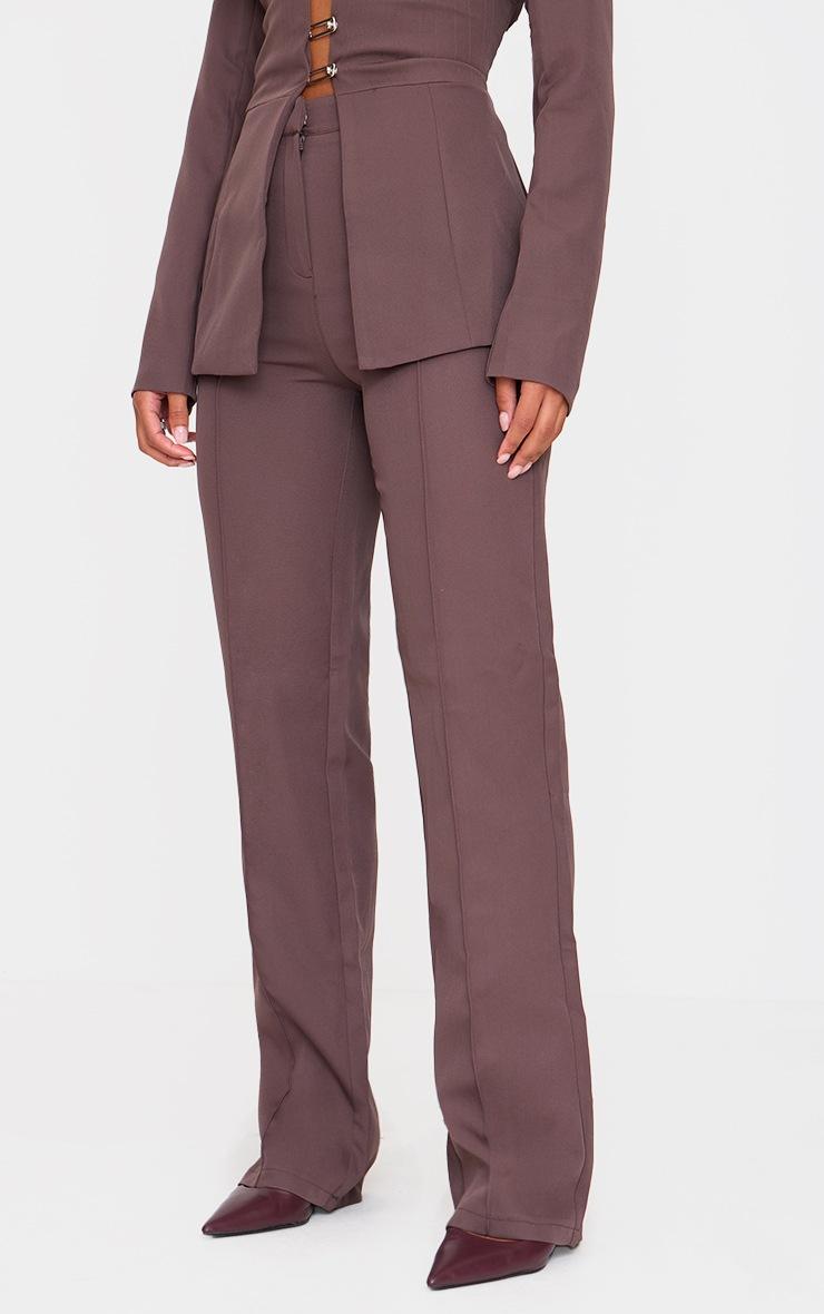 Pretty Little Thing Chocolate Woven Tailored Wide Leg High Waist Pants