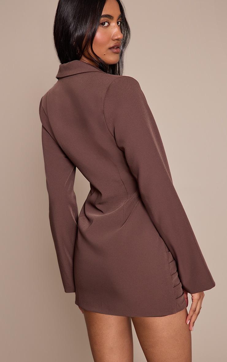 Pretty Little Thing Chocolate Woven Wrap Hem Blazer Dress