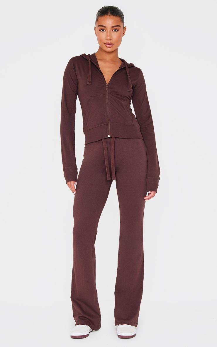 Pretty Little Thing Chocolate Zip Up Fitted Track Top