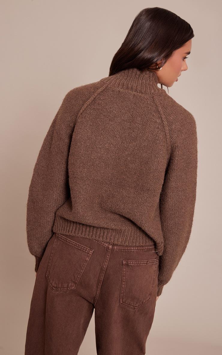 Pretty Little Thing Chocolate Zip Up Pocket Detail Knitted Cardigan