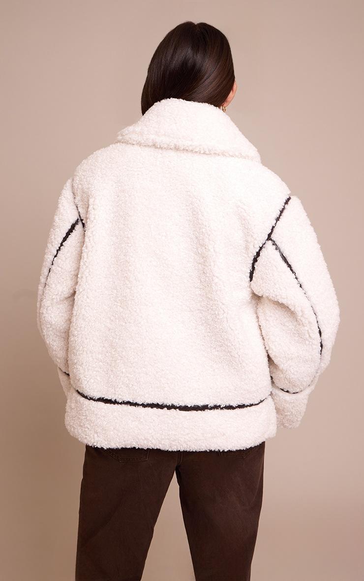 Pretty Little Thing Cream Borg Panel Detail Aviator