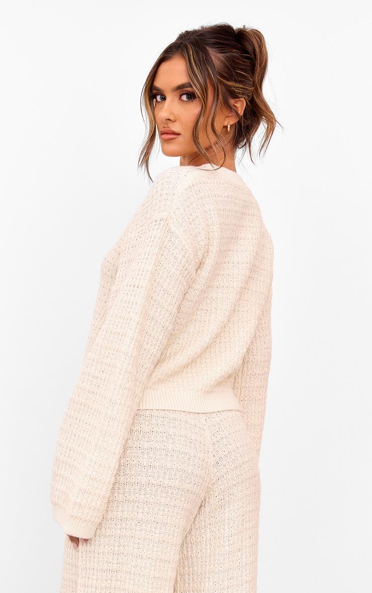 Pretty Little Thing Cream Boucle Knit Button Up Cardigan