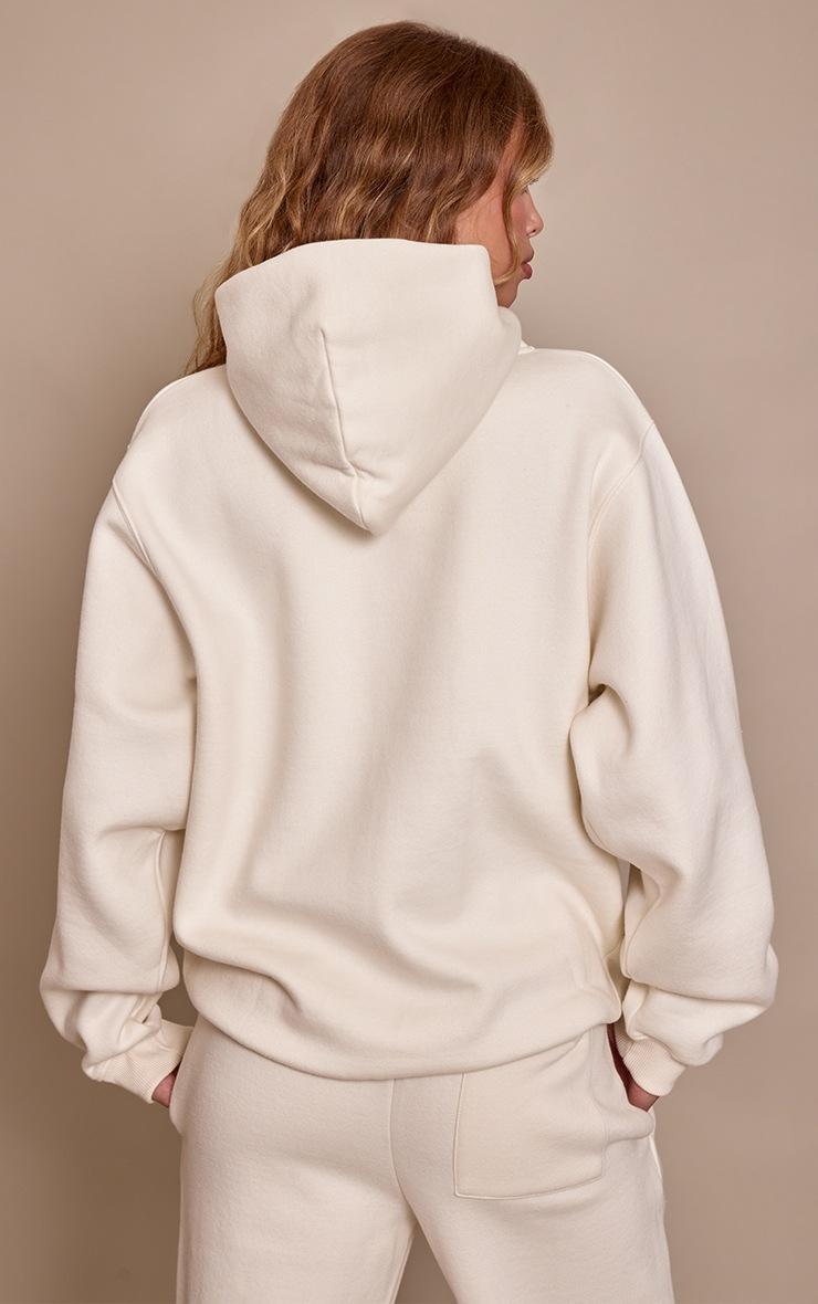Pretty Little Thing Cream Cotton Fleece Oversized Pull Over Hoodie