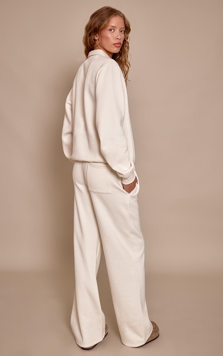 Pretty Little Thing Cream Cotton Fleece Straight Leg Sweatpants