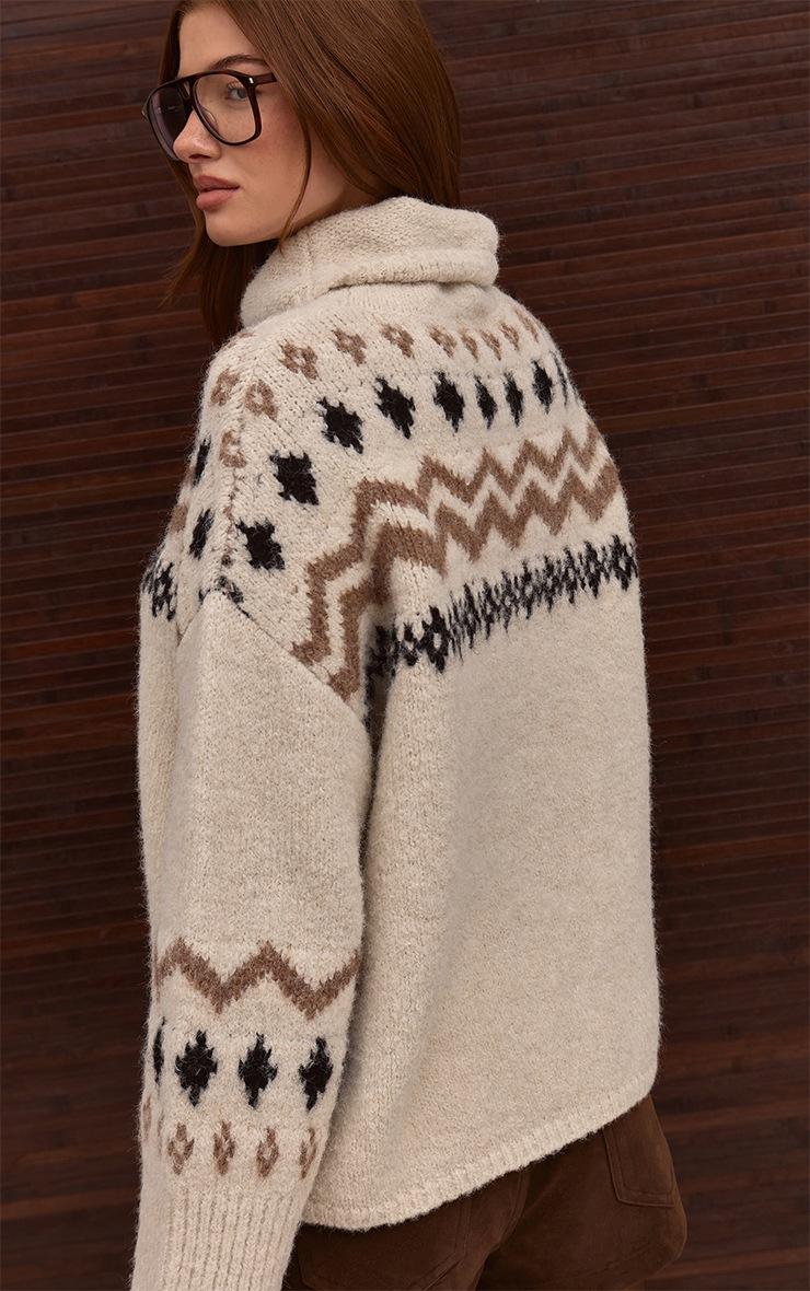Pretty Little Thing Cream Fairisle High Neck Sweater