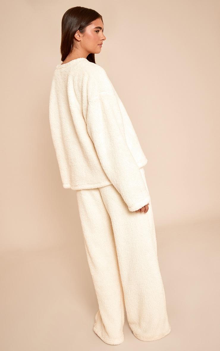 Pretty Little Thing Cream Fleece Sweatshirt Pajama Set