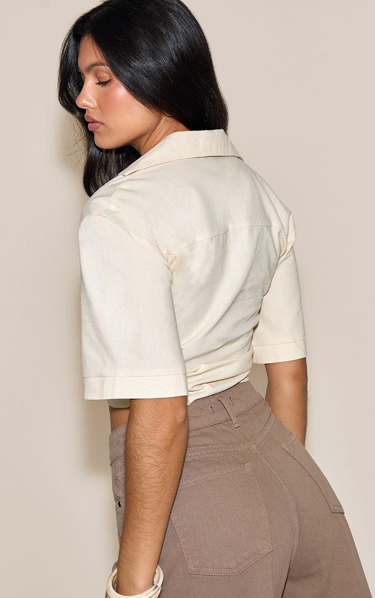 Pretty Little Thing Cream Lightweight Woven Cropped Shirt