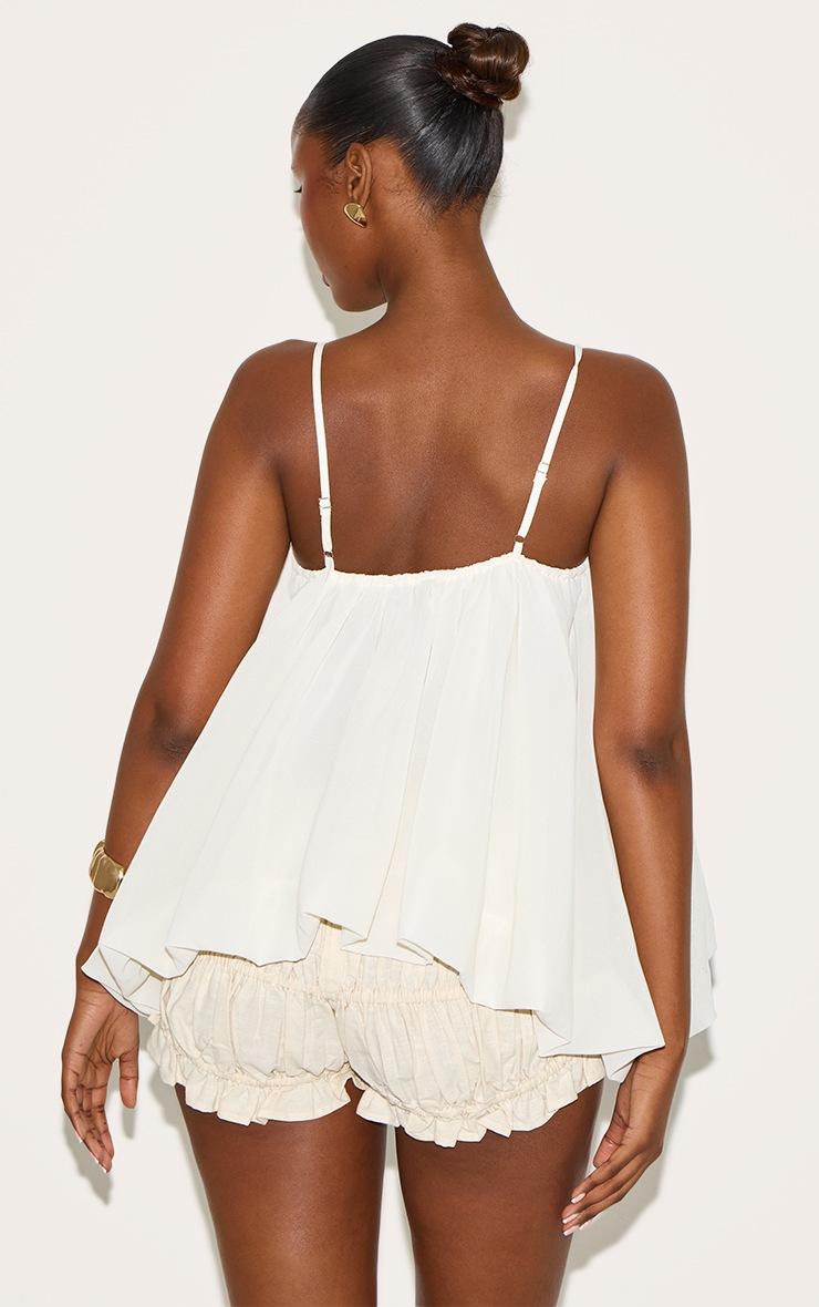 Pretty Little Thing Cream Puffball Chiffon Spaghetti Strap Cami