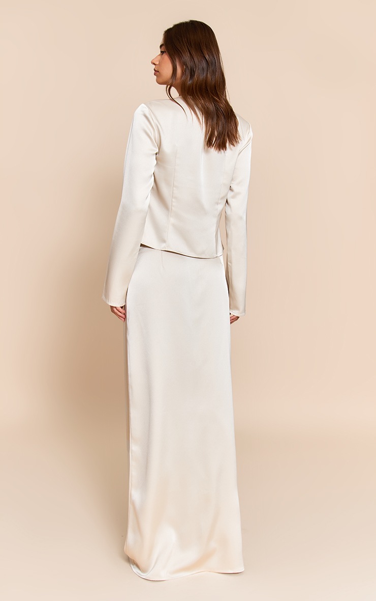 Pretty Little Thing Cream Satin Low Rise Floaty Maxi Skirt