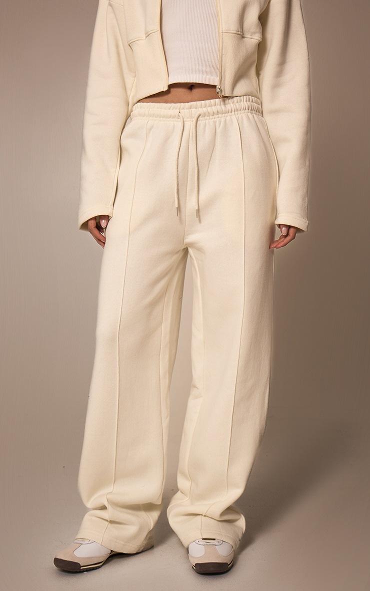 Pretty Little Thing Cream Seam Detail Wide Leg Sweatpants