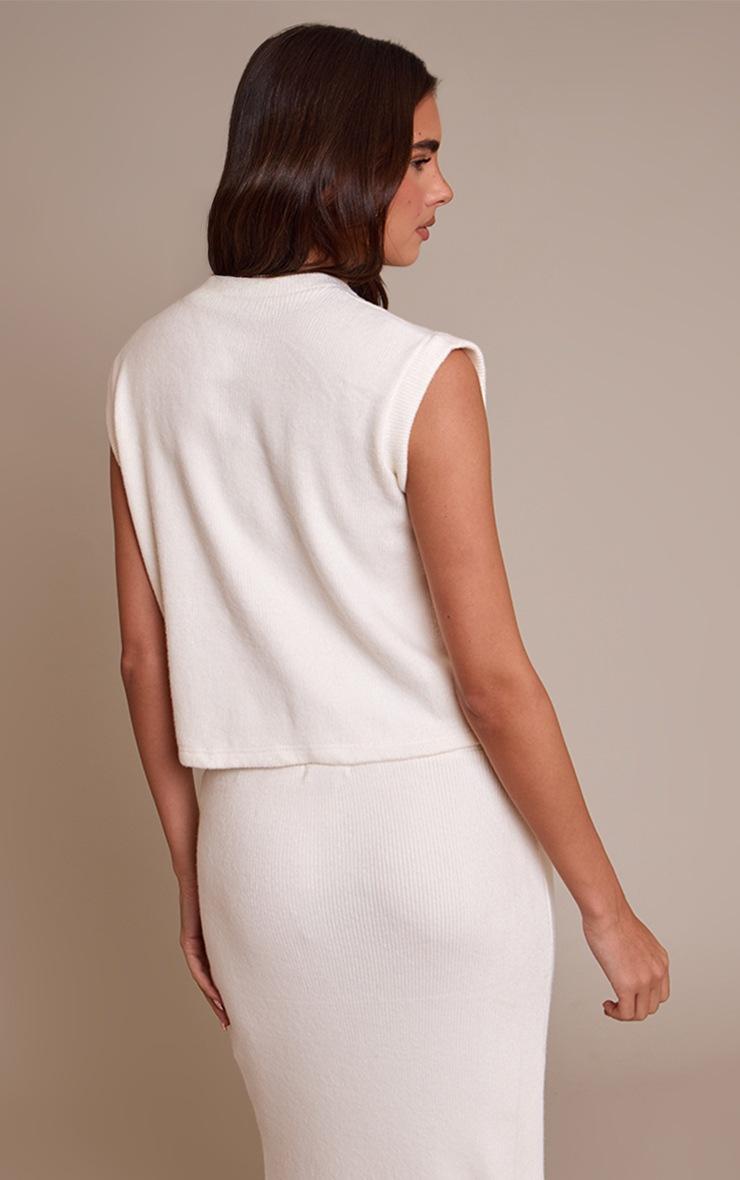 Pretty Little Thing Cream Soft Brushed Chunky Rib Boxy Sleeveless Top