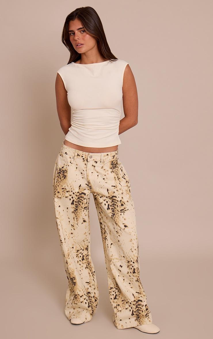 Pretty Little Thing Cream Soft Cotton Ruched Side Sleeveless Top