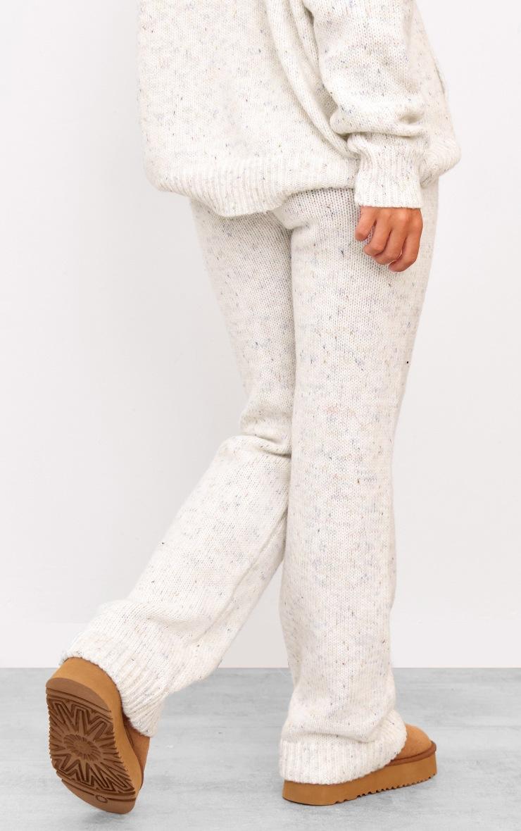 Pretty Little Thing Cream Space Dye Knitted Wide Leg Pants