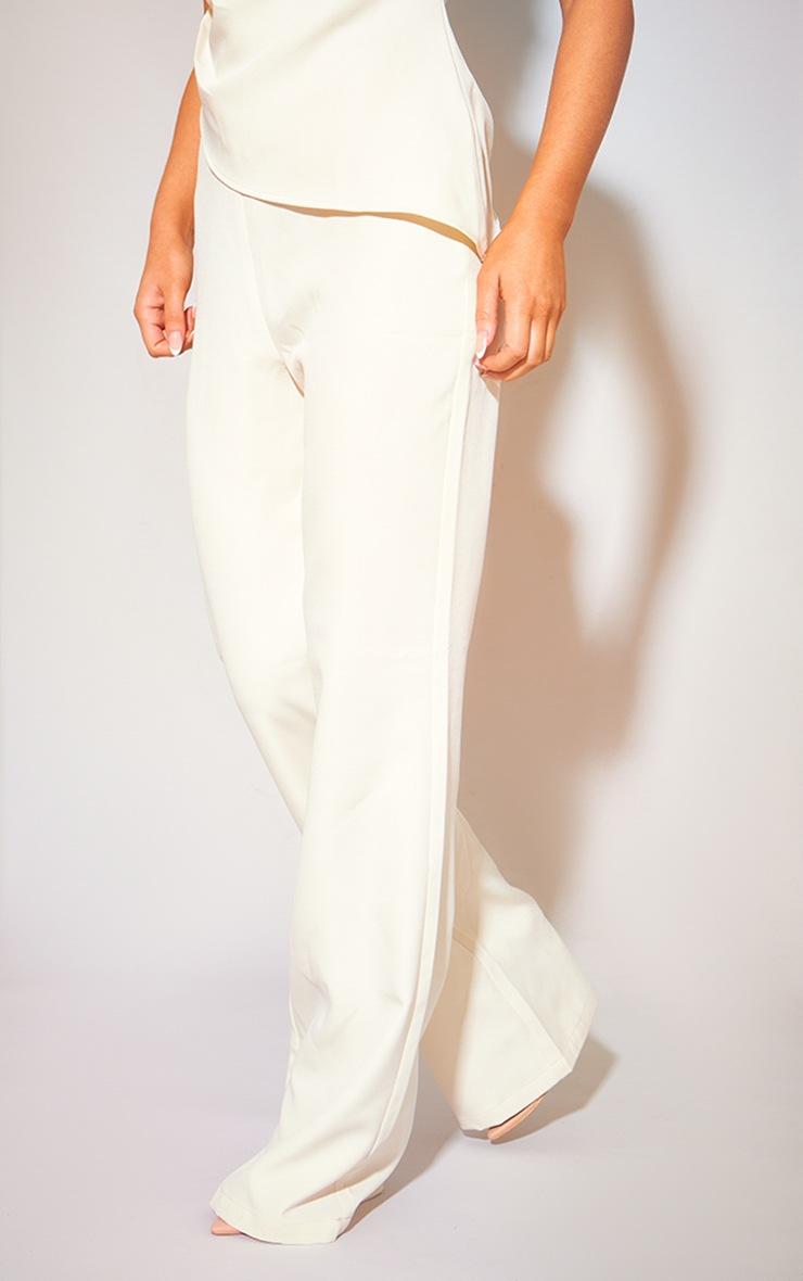 Pretty Little Thing Cream Tailored Low Rise Skinny Flared Pants