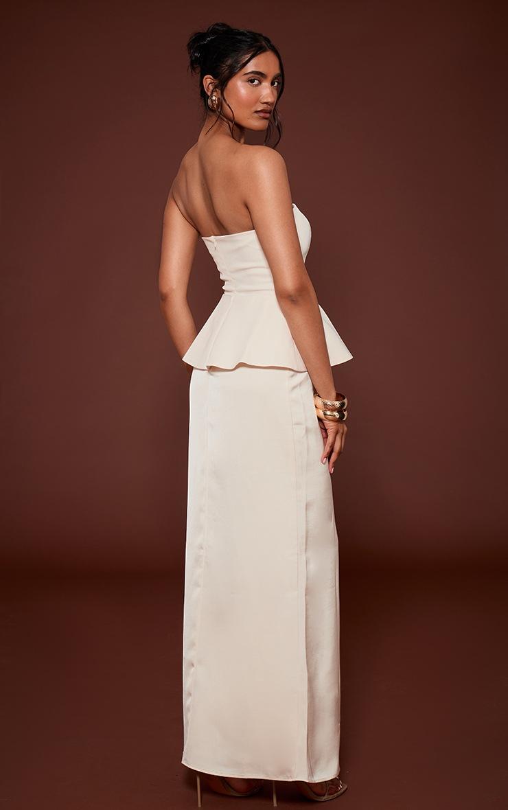 Pretty Little Thing Cream Tailored Peplum Hem Maxi Dress