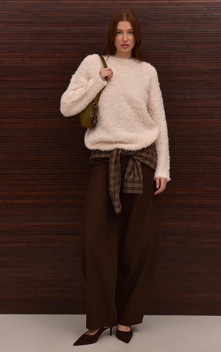 Pretty Little Thing Cream Teddy Knit Oversized Sweater