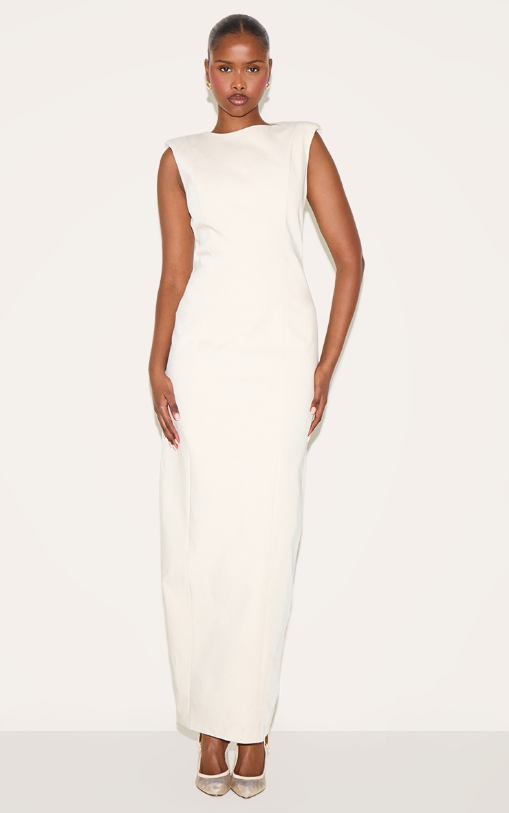 Pretty Little Thing Cream Woven Boat Neck Maxi Dress