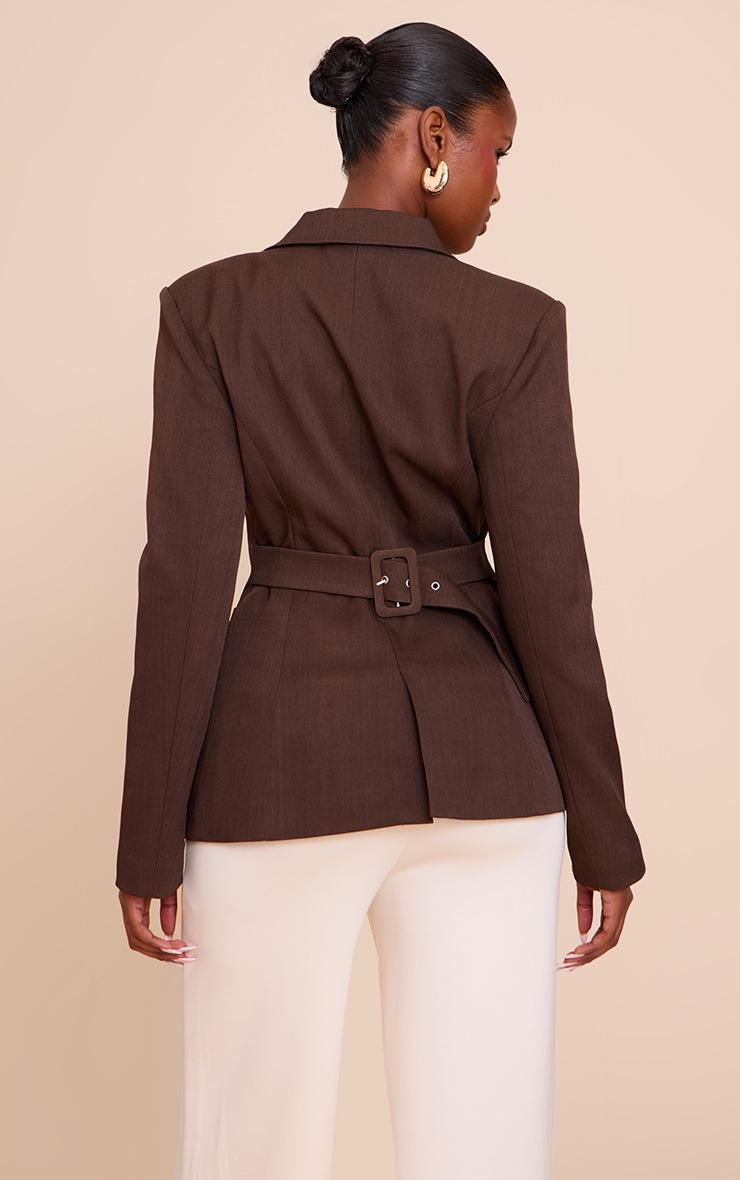 Pretty Little Thing Dark Brown Cinched Back Single Breasted Blazer