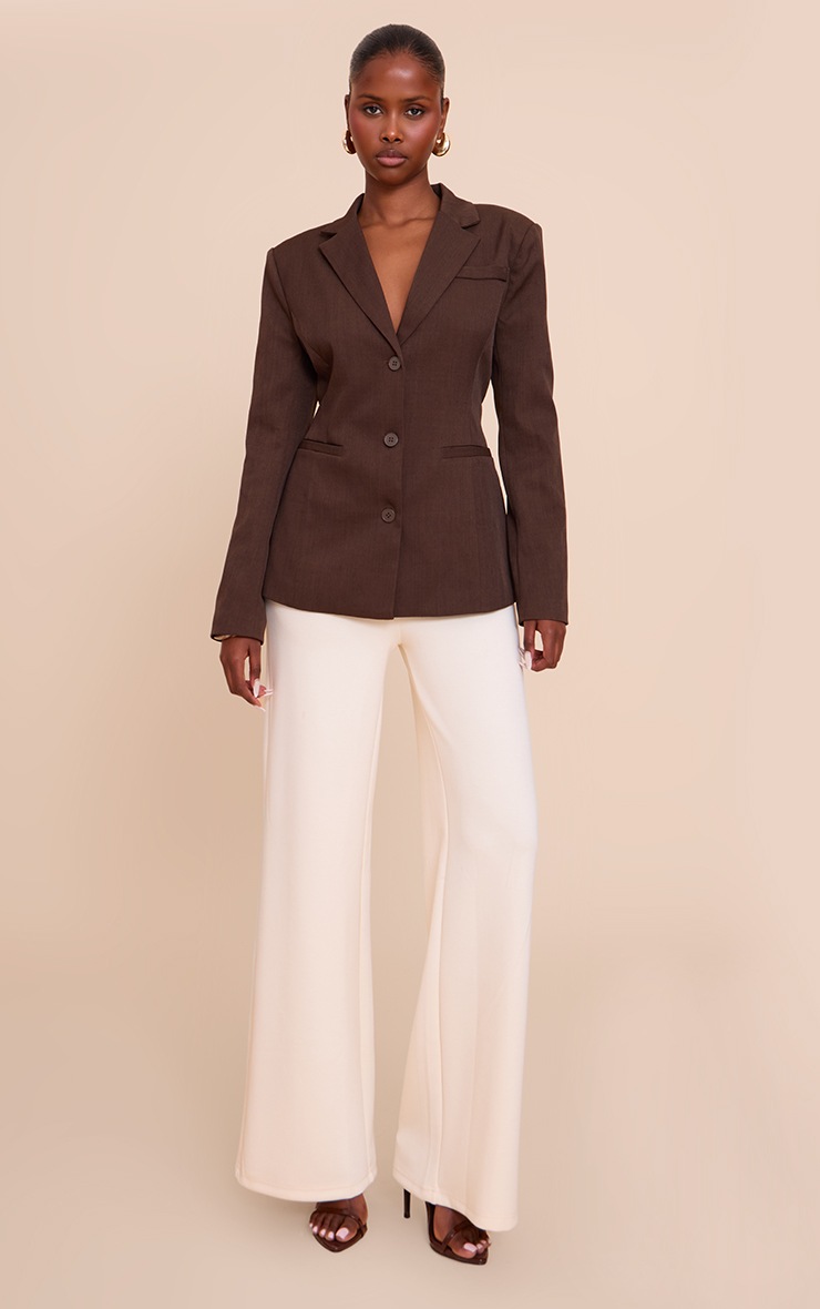 Pretty Little Thing Dark Brown Cinched Back Single Breasted Blazer