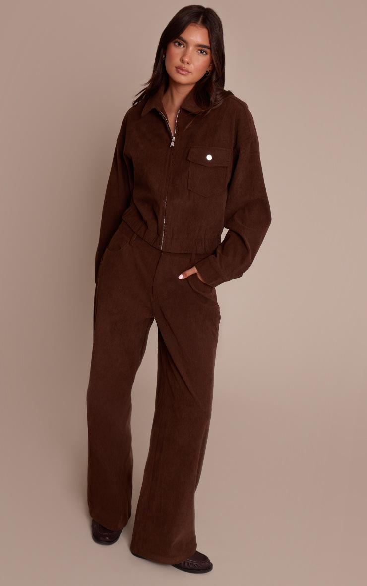 Pretty Little Thing Dark Brown Cord Straight Leg Pants