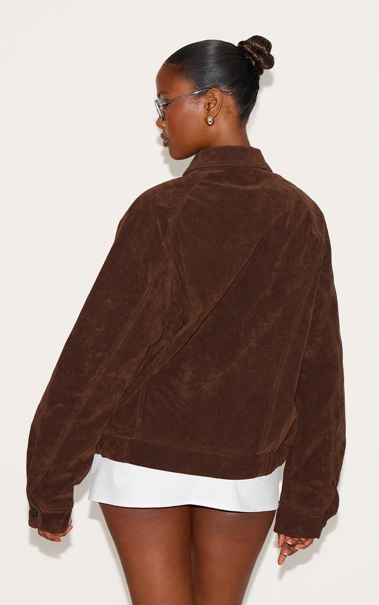 Pretty Little Thing Dark Brown Oversized Faux Suede Jacket