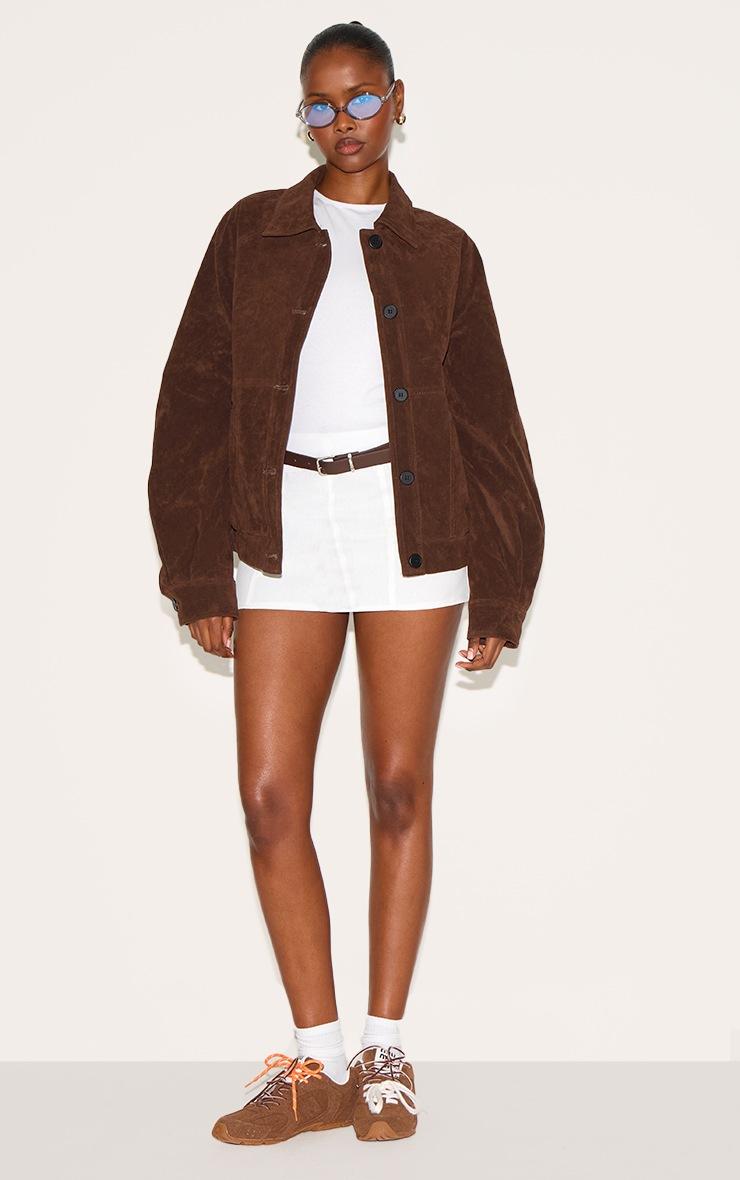 Pretty Little Thing Dark Brown Oversized Faux Suede Jacket