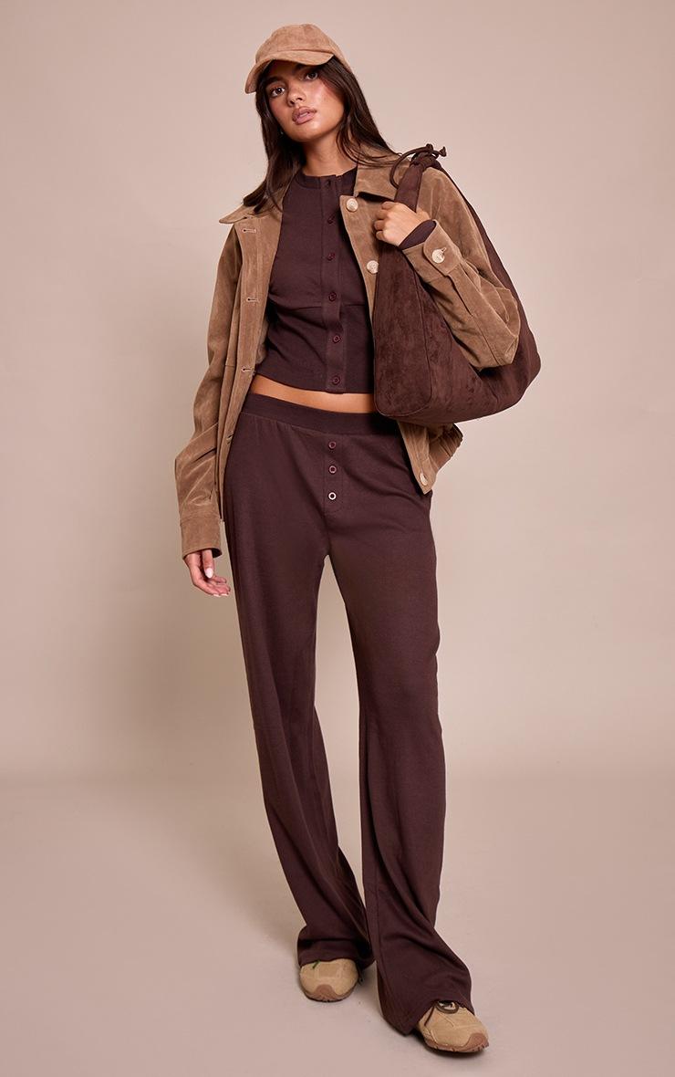 Pretty Little Thing Dark Brown Super Soft Wide Leg Pants