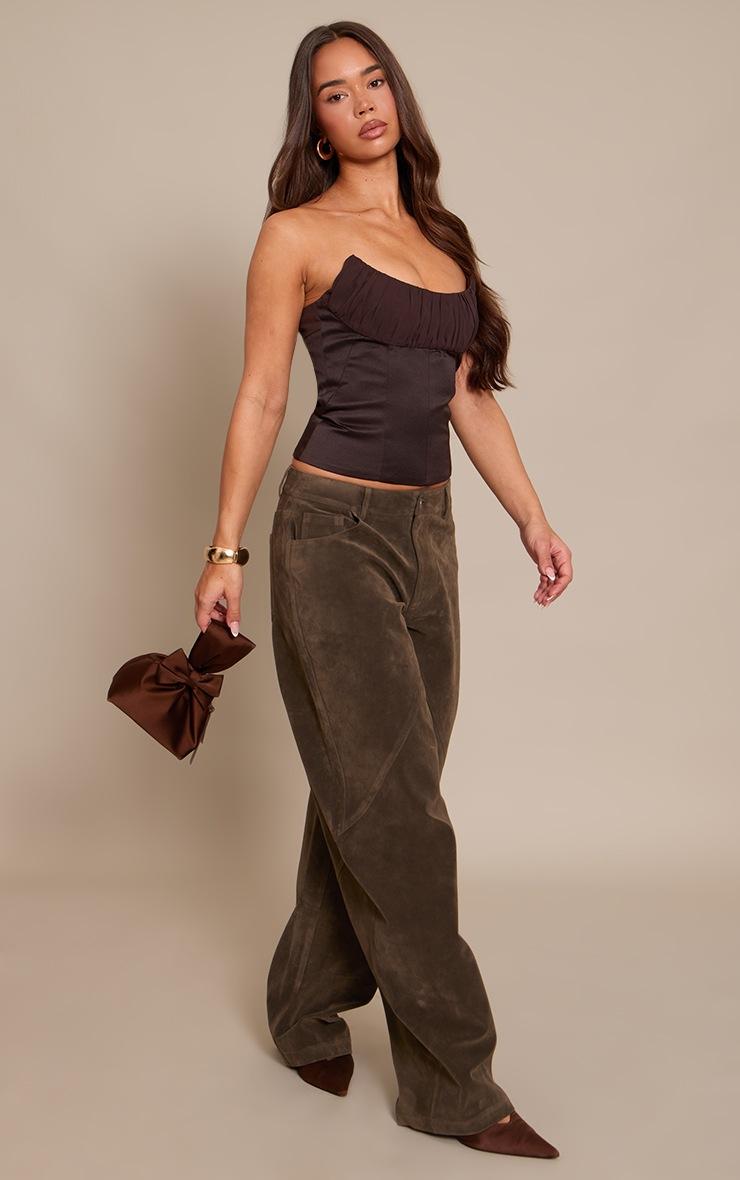 Pretty Little Thing Dark Chocolate Chiffon Bust Bandeau Corset