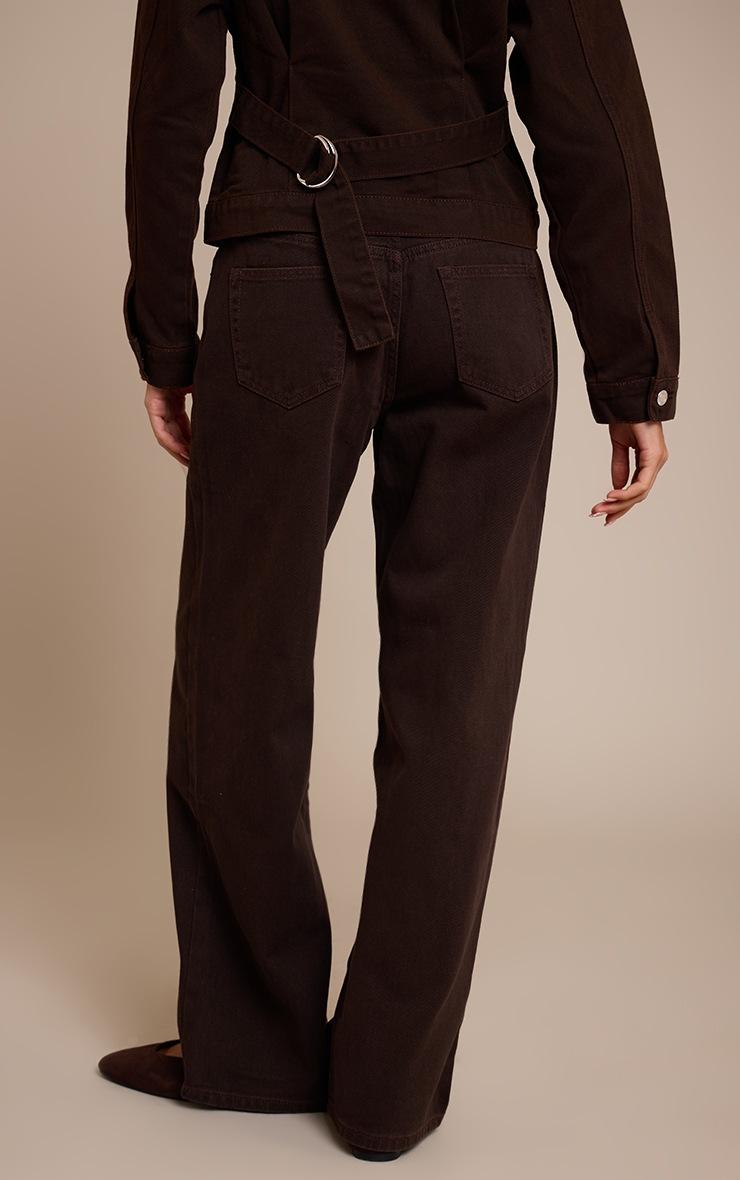 Pretty Little Thing Dark Chocolate Dip Front Straight Leg Jeans