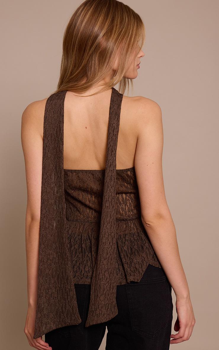 Pretty Little Thing Dark Chocolate Lace Bandeau Scarf Detail Cami Top