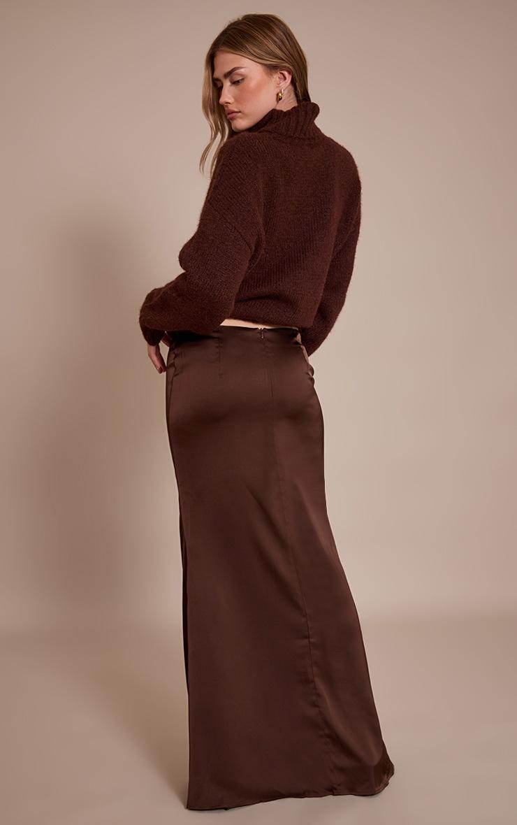 Pretty Little Thing Dark Chocolate Satin Floaty Maxi Skirt
