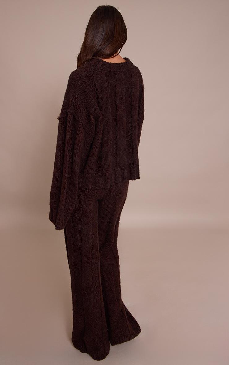 Pretty Little Thing Dark Chocolate Thick Rib Knitted Pant