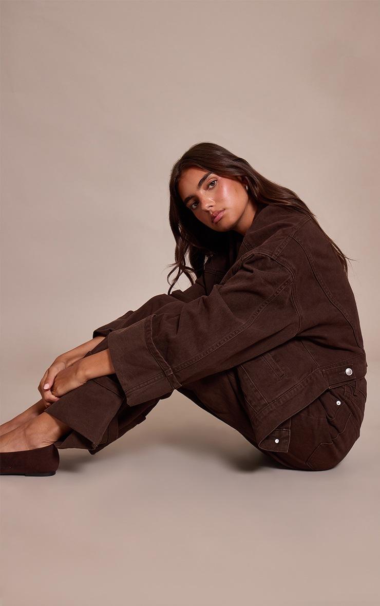 Pretty Little Thing Dark Chocolate Turn Up Hem Jeans