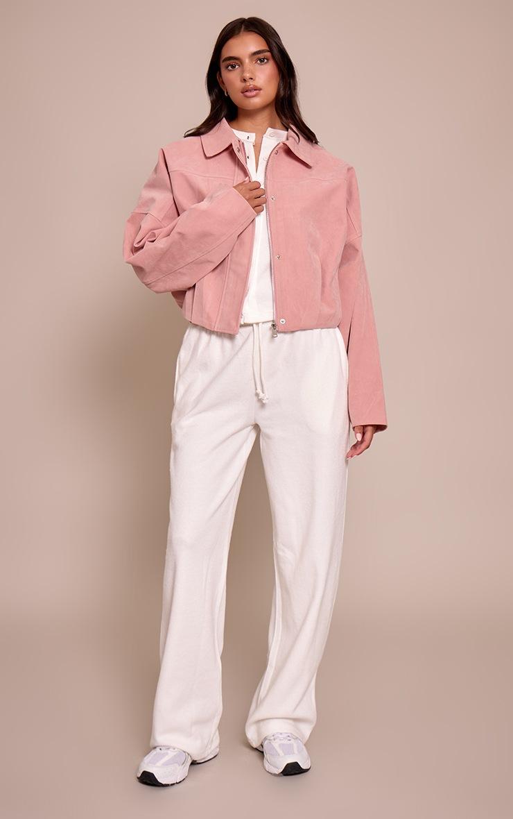 Pretty Little Thing Dusty Pink Faux Suede Covered Placket Bomber Jacket