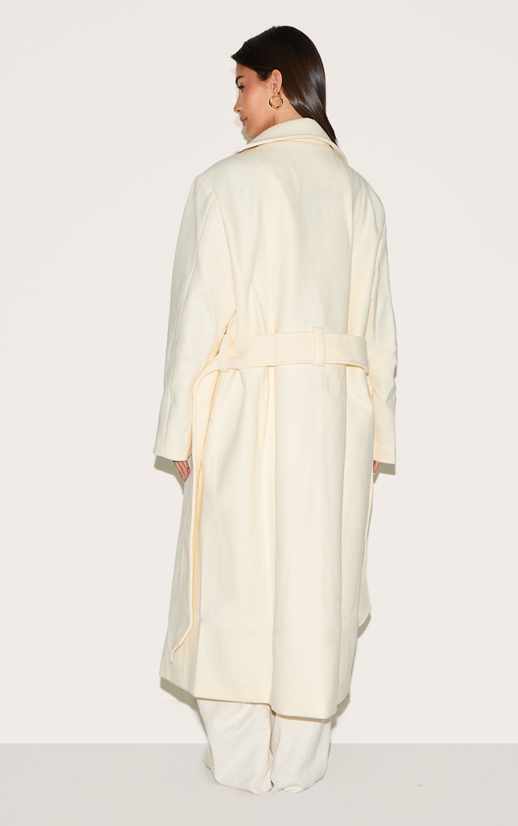 Pretty Little Thing Ecru Oversized Wool Look Trench Coat