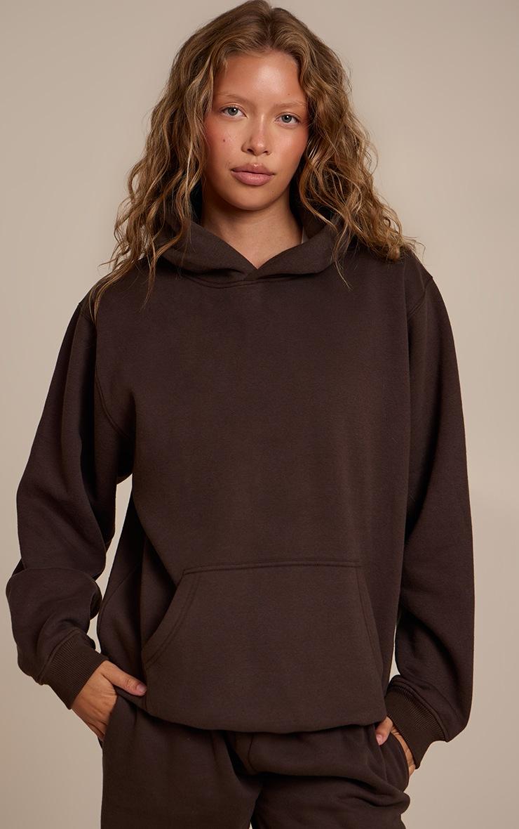 Pretty Little Thing Espresso Cotton Fleece Pullover Hoodie