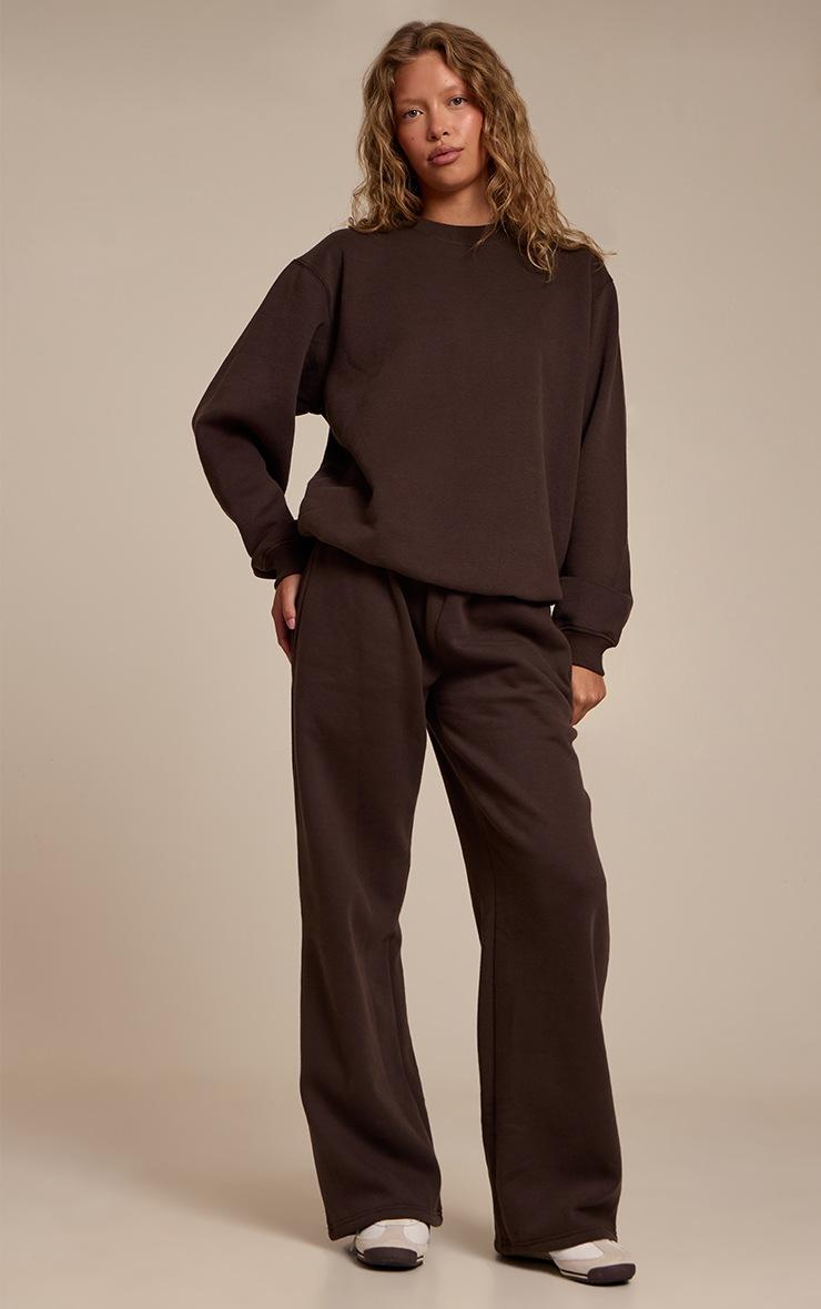 Pretty Little Thing Espresso Cotton Fleece Pullover Sweatshirt