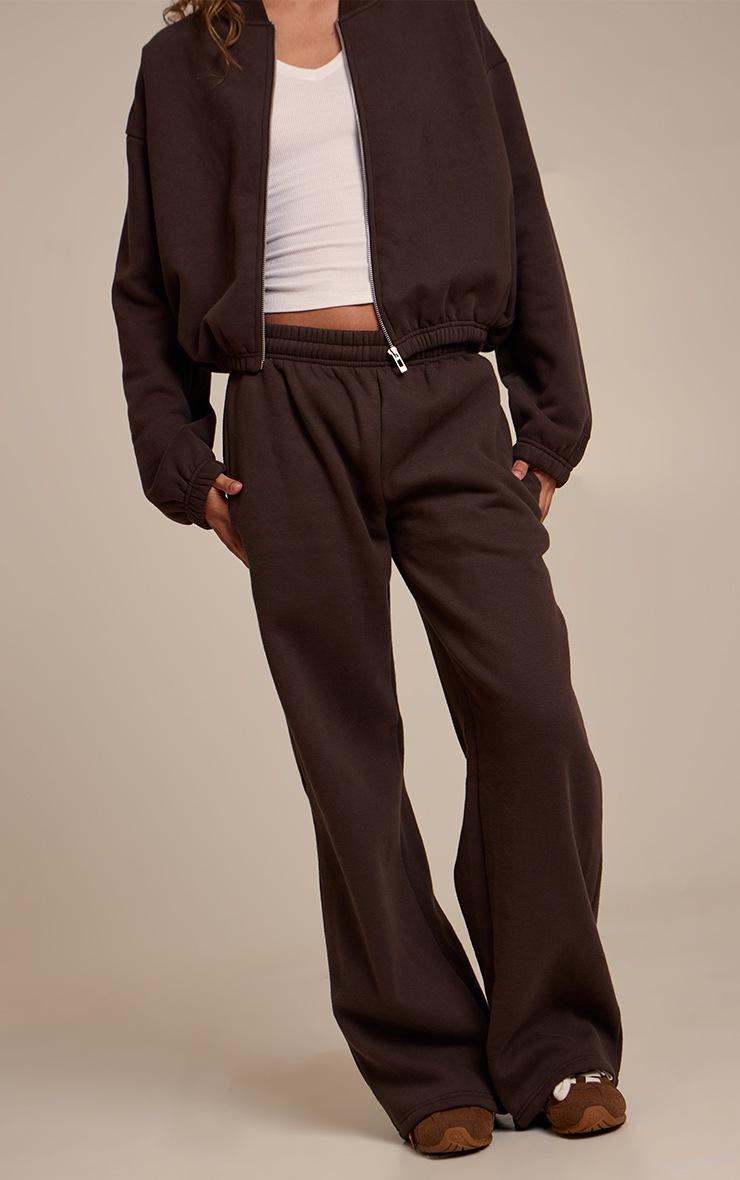 Pretty Little Thing Espresso Cotton Fleece Straight Leg Sweatpants
