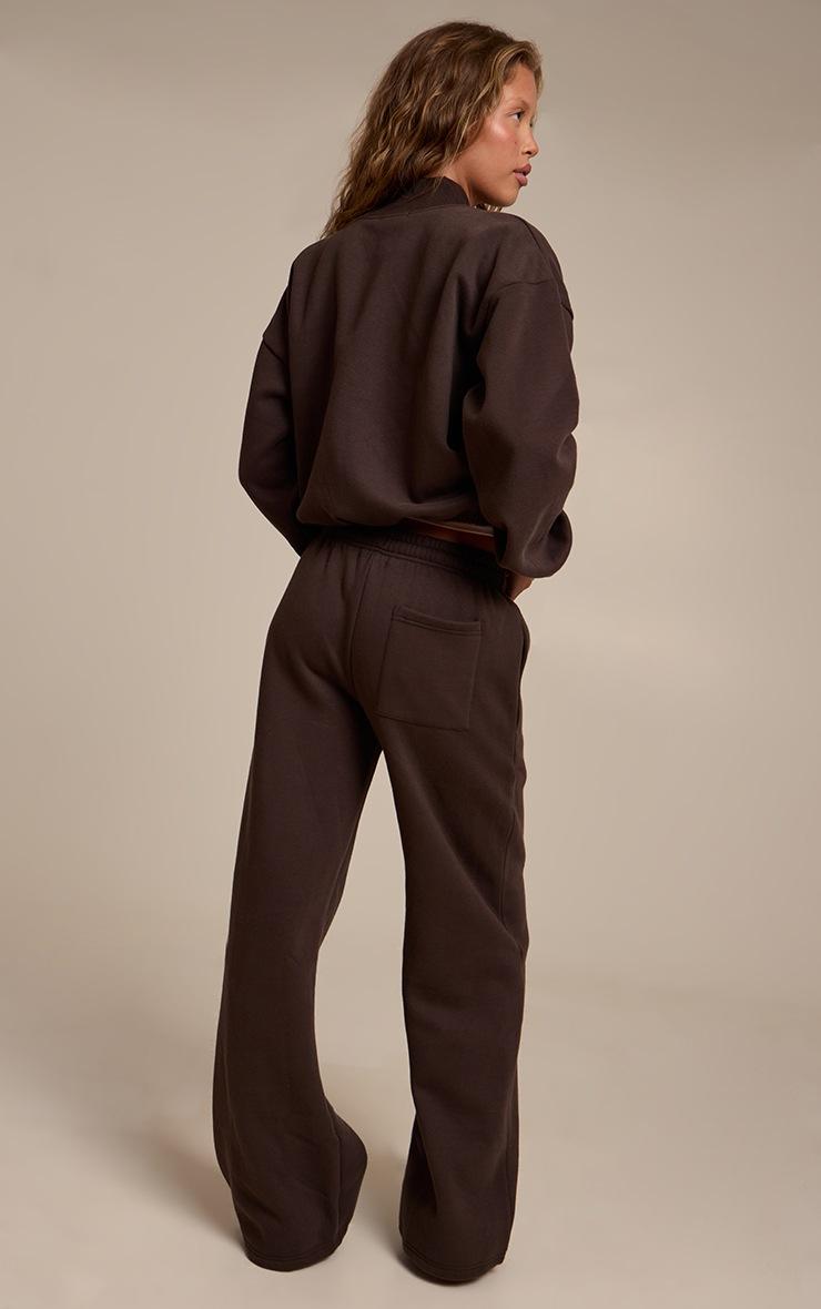 Pretty Little Thing Espresso Cotton Fleece Straight Leg Sweatpants