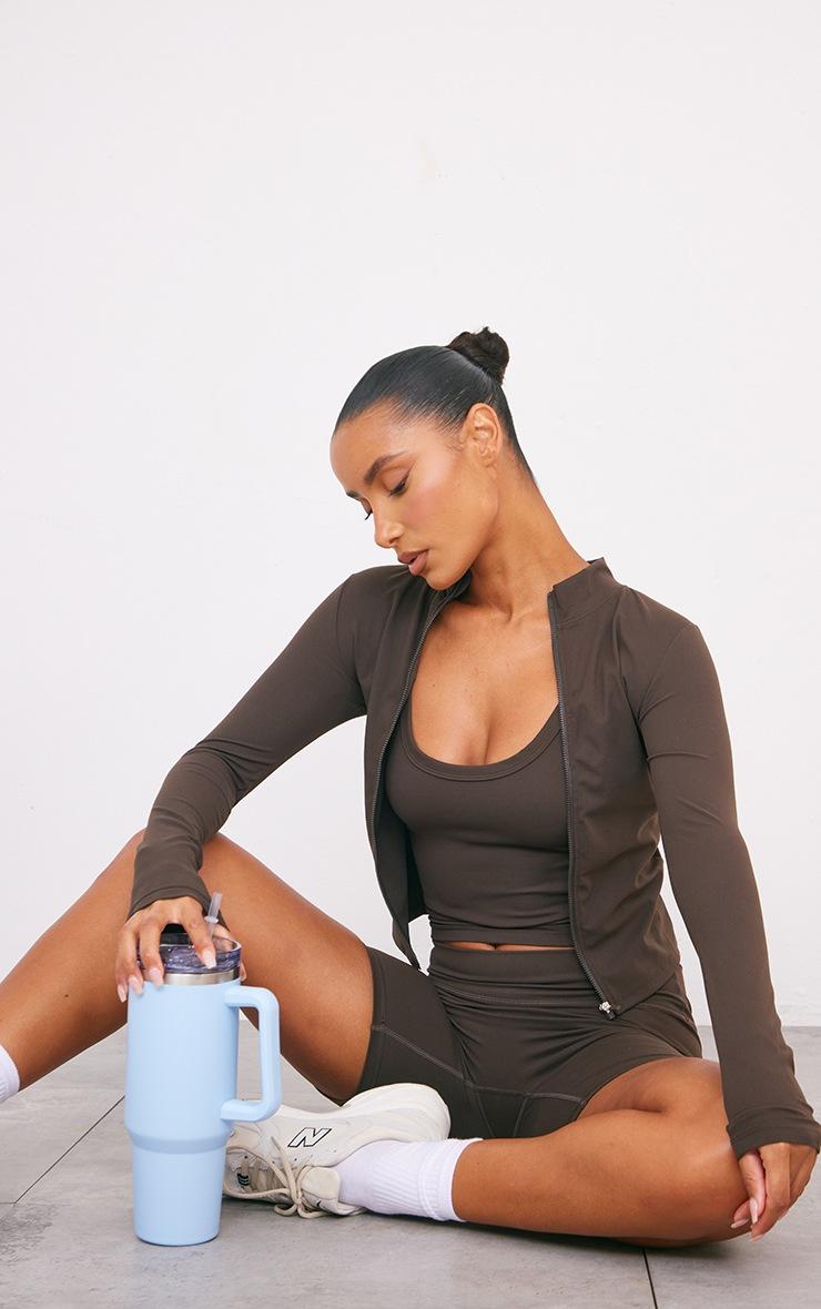 Pretty Little Thing Espresso Ultimate Sculpt Strappy Gym Vest