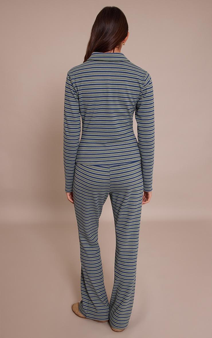 Pretty Little Thing Green Soft Fleece Pinstripe Skinny Flare Pant