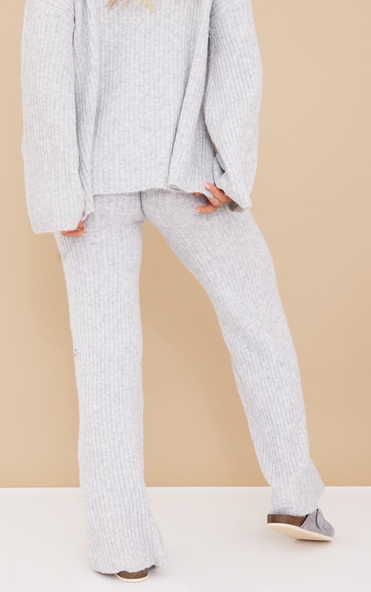 Pretty Little Thing Grey Luxe Rib Knit Wide Leg Pants