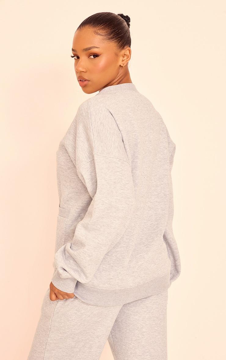 Pretty Little Thing Grey Marl Button Front Pocket Sweat Cardigan