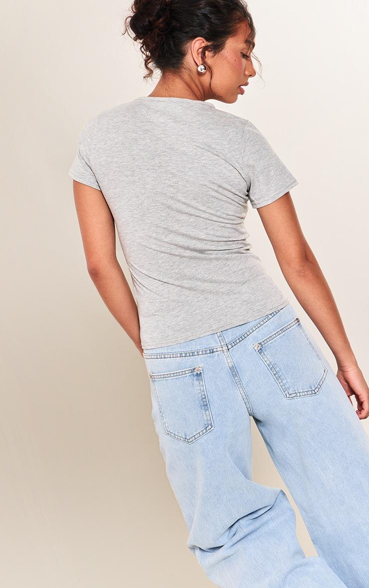 Pretty Little Thing Grey Marl Cotton Crew Neck Longline Short Sleeve T-shirt