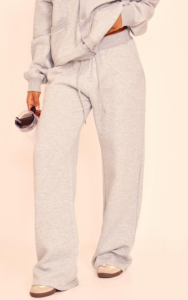Pretty Little Thing Grey Marl Wide Leg Drawstring Sweatpants