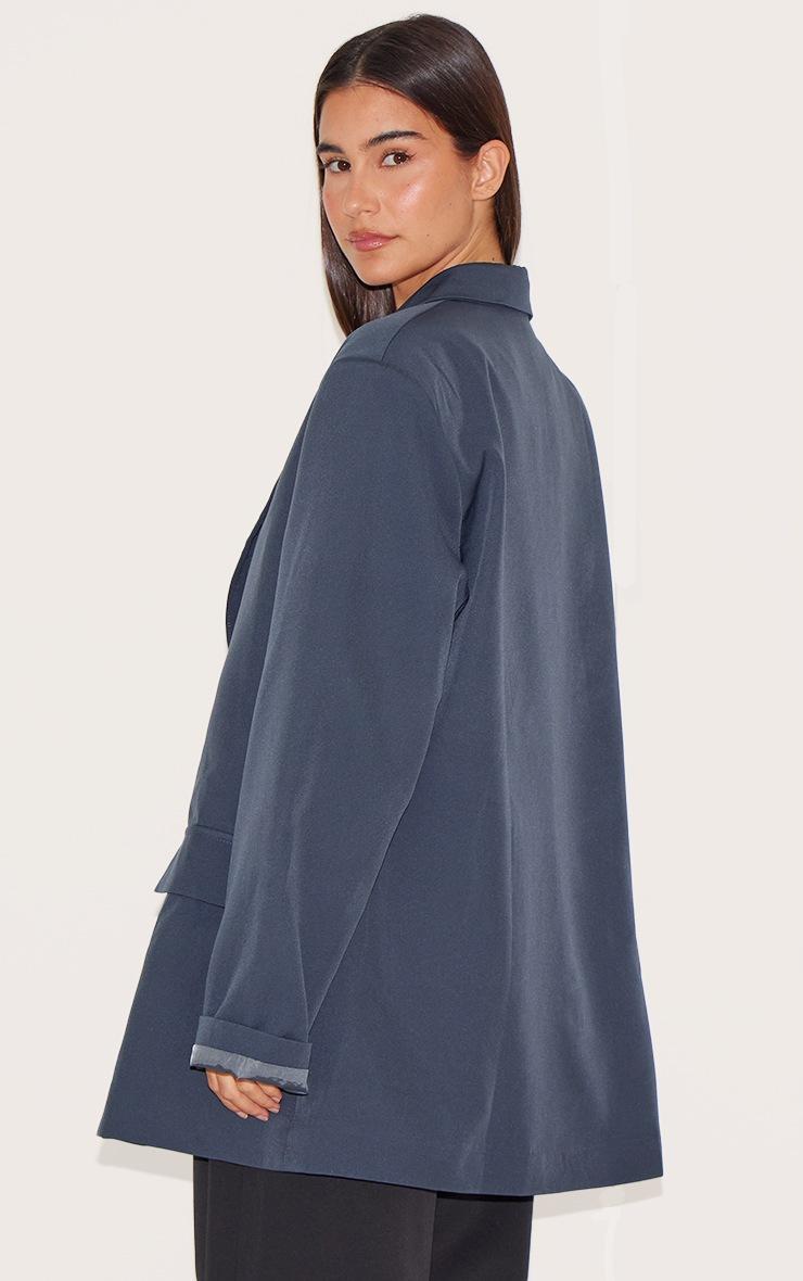 Pretty Little Thing Grey Oversized Longline Curved Hem Blazer