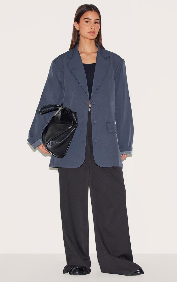 Pretty Little Thing Grey Oversized Longline Curved Hem Blazer