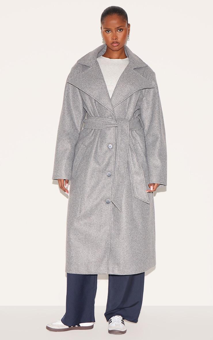Pretty Little Thing Grey Oversized Wool Look Trench Coat