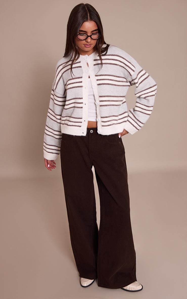 Pretty Little Thing Grey Wool Blend Striped Cardigan